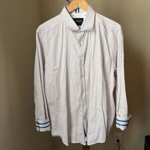 Robert Graham Mitchel Red White Blue Tailored Fit Button Up Shirt Mens Size XL